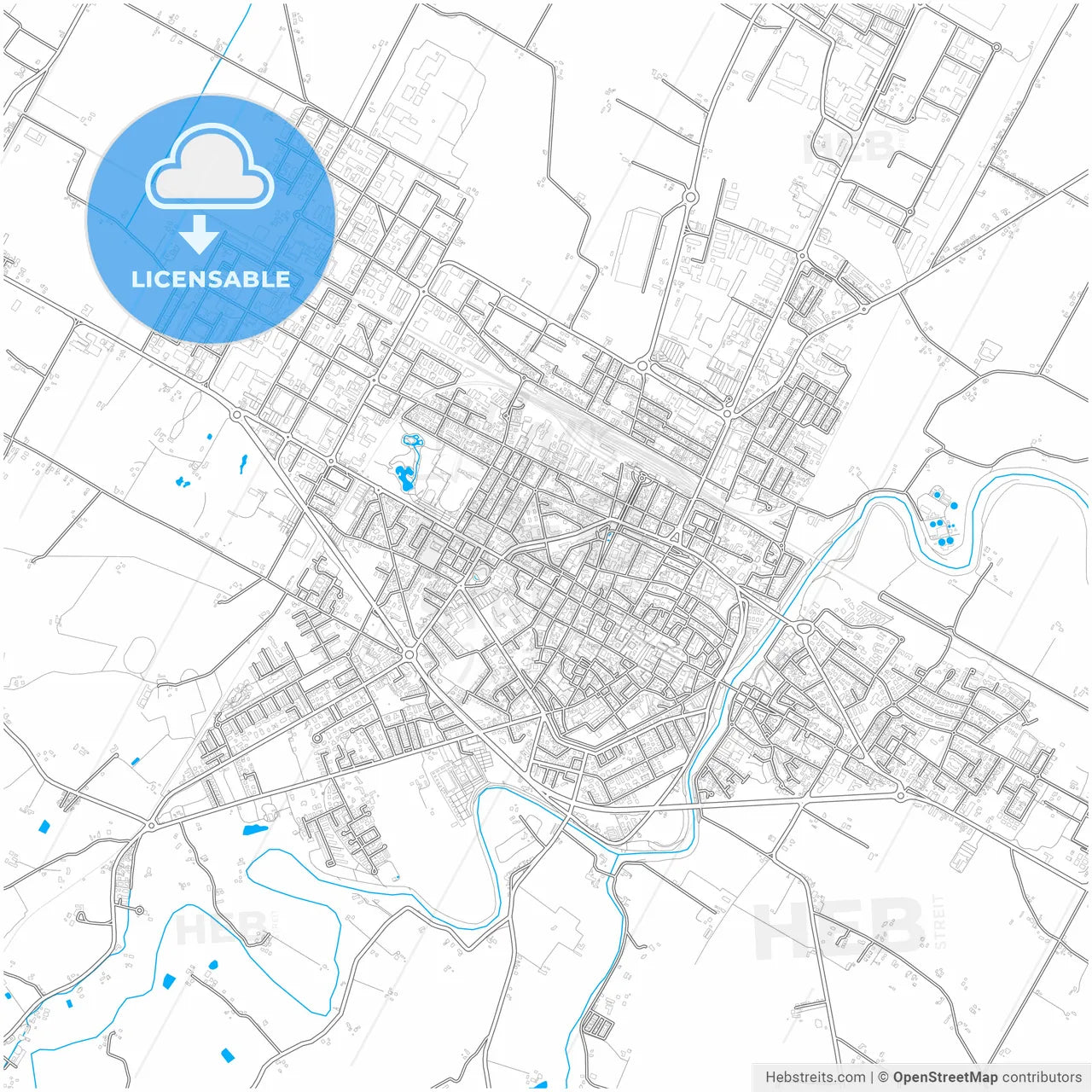 Faenza, Emilia-Romagna, Italy, city map with high resolution roads.