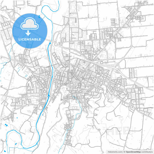 Cesena, Emilia-Romagna, Italy, city map with high resolution roads.