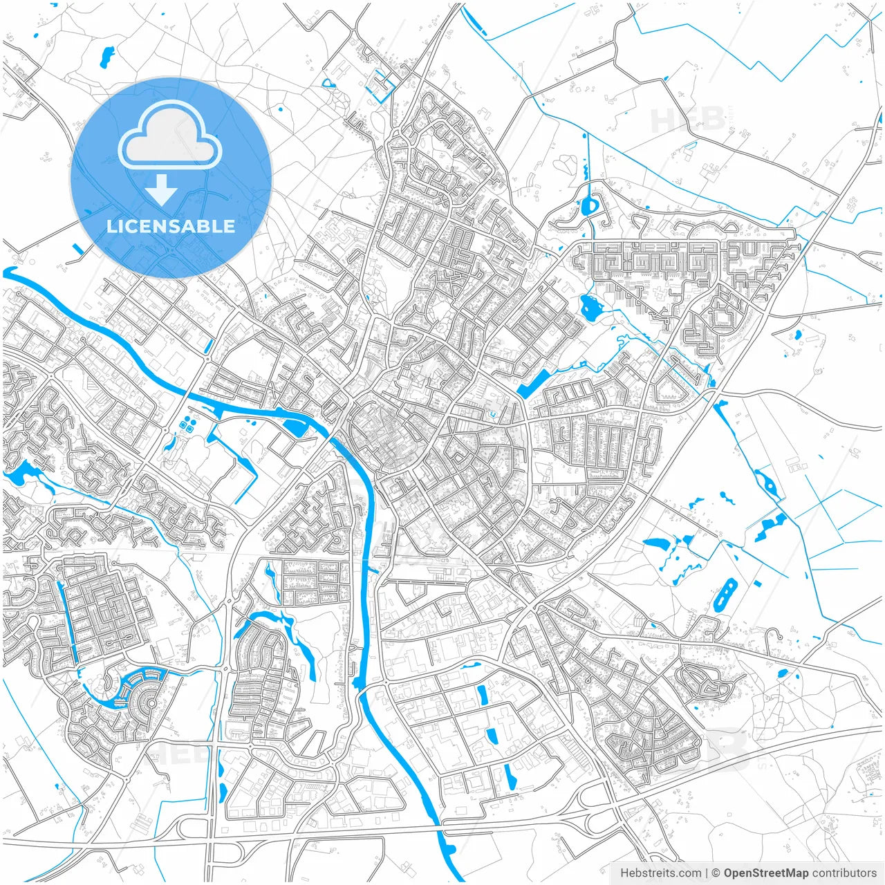 Doetinchem, Gelderland, Netherlands, city map with high resolution roads.