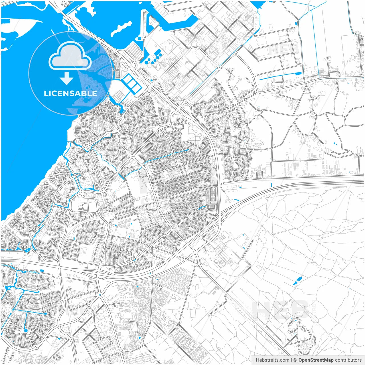 Harderwijk, Gelderland, Netherlands, city map with high resolution roads.