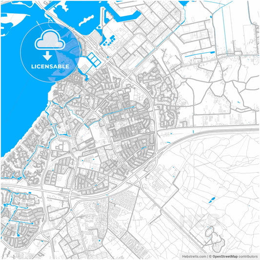 Harderwijk, Gelderland, Netherlands, city map with high resolution roads.