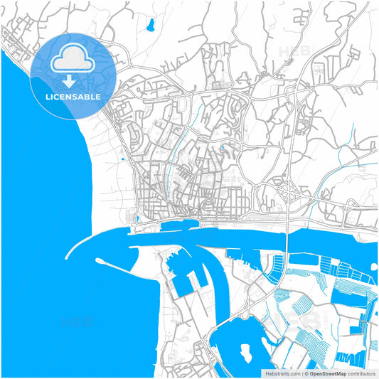 Figueira da Foz, Coimbra, Portugal, city map with high resolution roads.