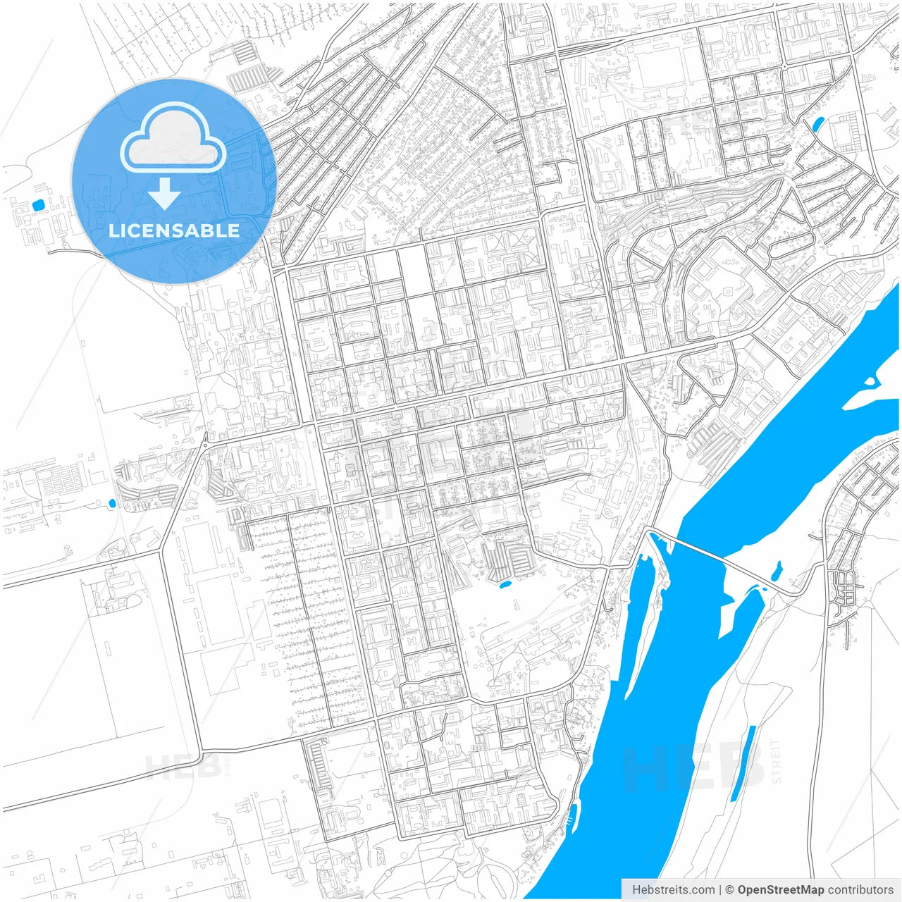 Biysk, Altai Krai, Russia, city map with high resolution roads.