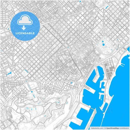 Ciutat Vella, Barcelona, Spain, city map with high resolution roads.