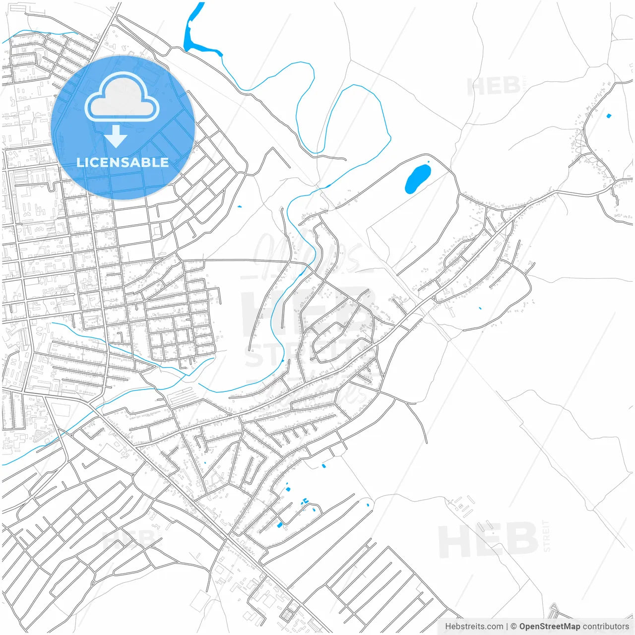 Pavlohrad, Dnipropetrovsk Oblast, Ukraine, city map with high resolution roads.