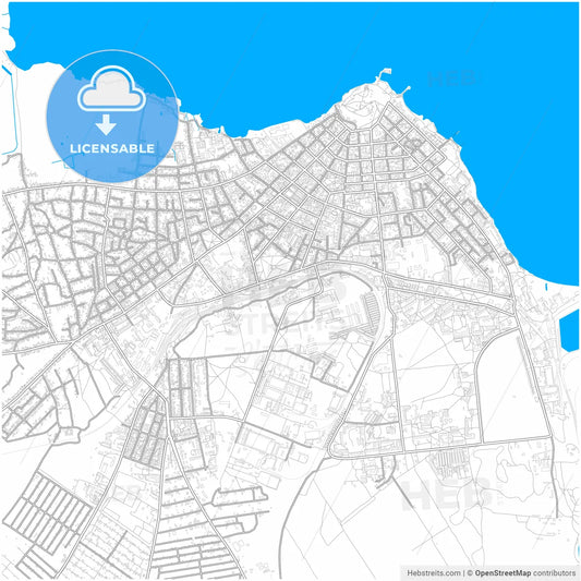 Bilhorod-Dnistrovskyi, Odessa Oblast, Ukraine, city map with high resolution roads.