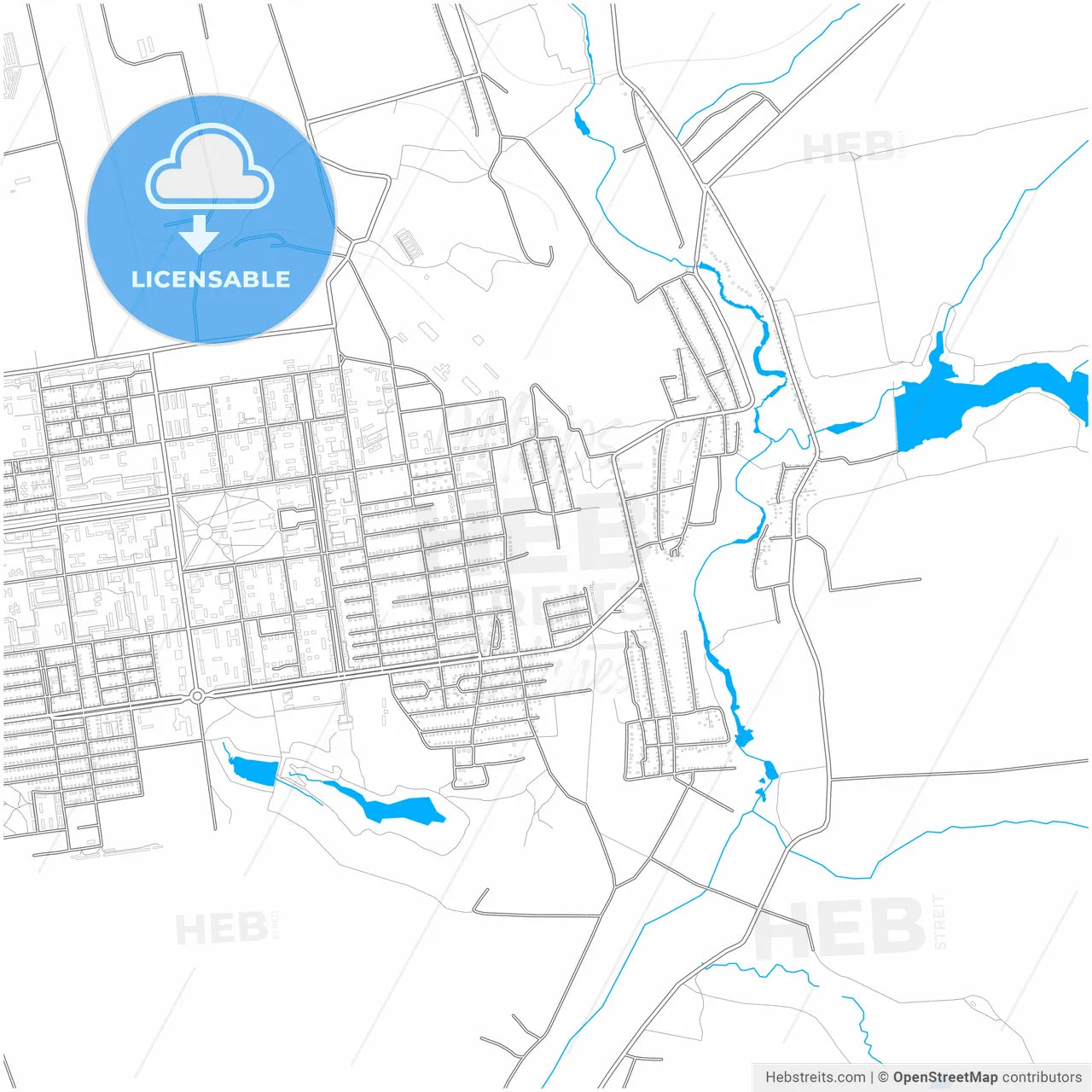Zhovti Vody, Dnipropetrovsk Oblast, Ukraine, city map with high resolution roads.