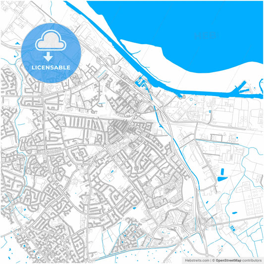 Ellesmere Port, North West England, England, city map with high resolution roads.
