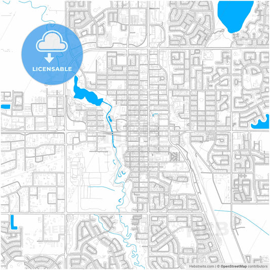 Grande Prairie, Alberta, Canada, city map with high resolution roads.