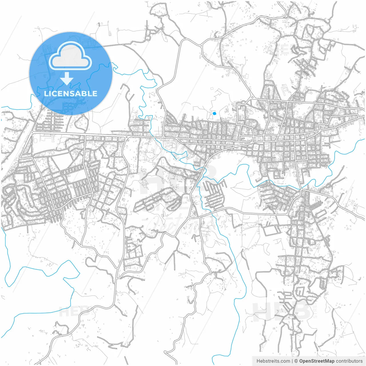 Cobán, Alta Verapaz, Guatemala, city map with high resolution roads.