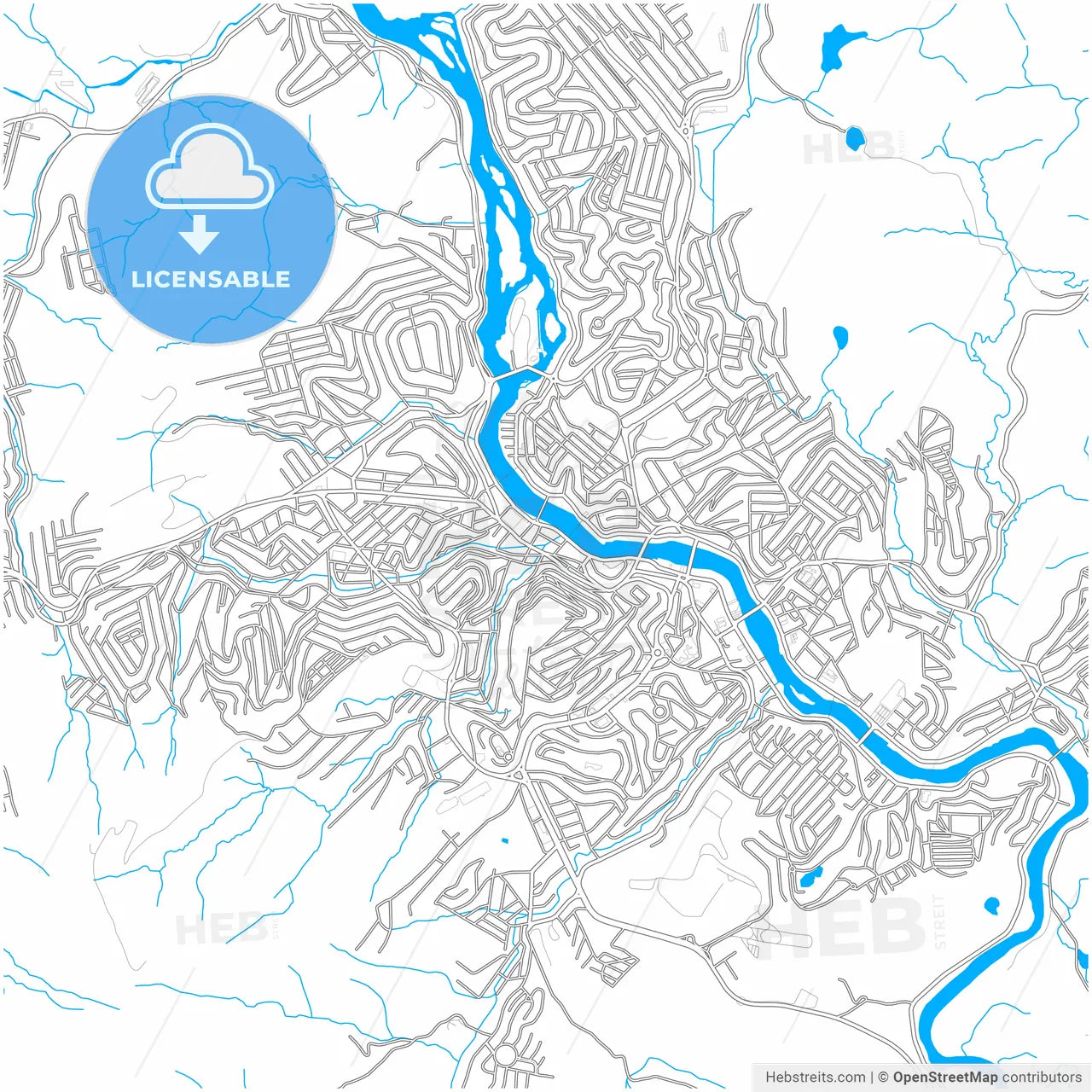 Cachoeiro de Itapemirim, Brazil, city map with high resolution roads.
