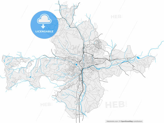 Banská Bystrica, Banská Bystrica Region, Slovakia, high resolution vector map - Instant download PDF and JPG