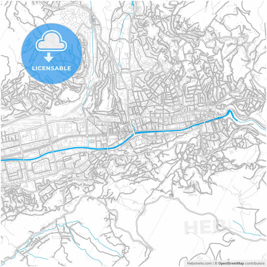 Sarajevo, Bosnia and Herzegovina, city map with high resolution roads.