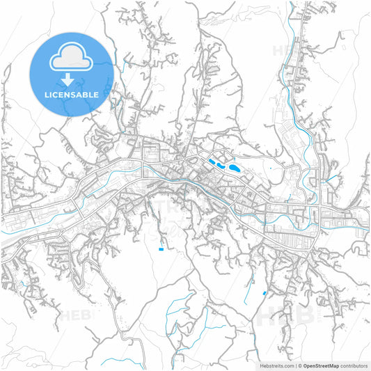 City of Tuzla, Bosnia and Herzegovina, city map with high resolution roads.