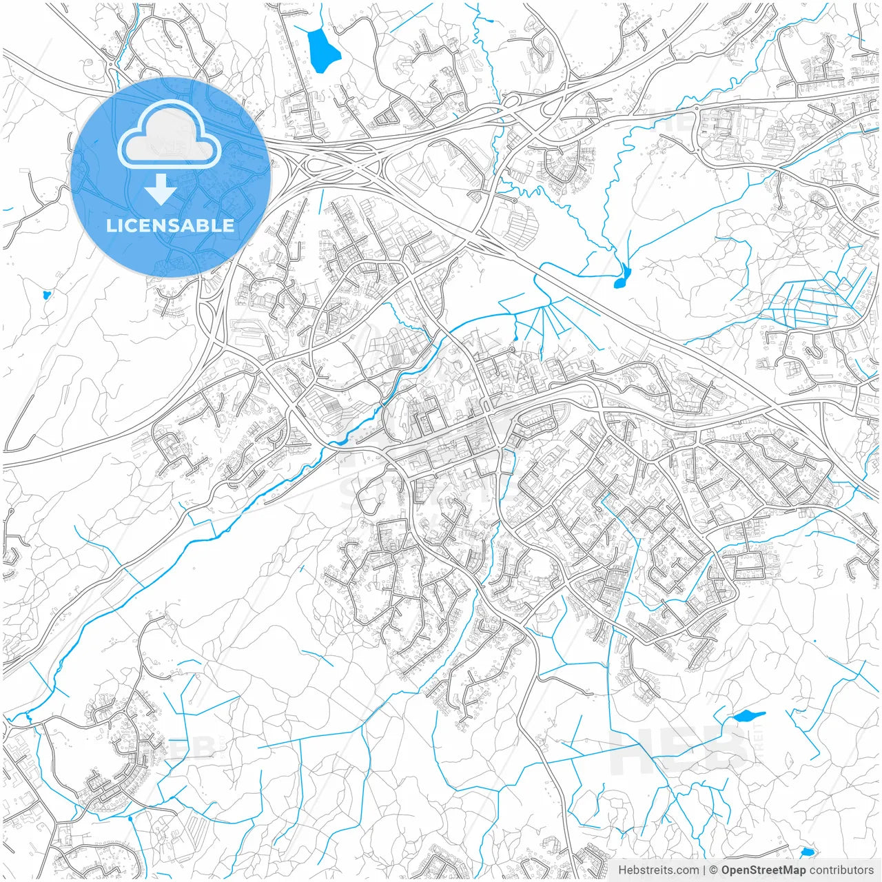 Espoo, Helsinki, Finland, city map with high resolution roads.