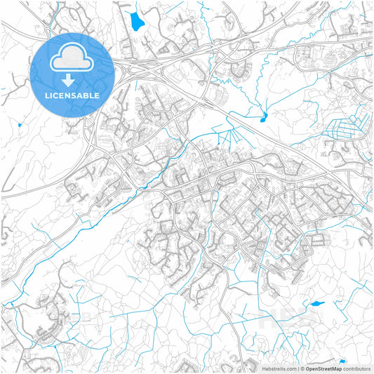 Espoo, Helsinki, Finland, city map with high resolution roads.