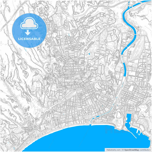 Nice, Alpes-Maritimes, France, city map with high resolution roads.
