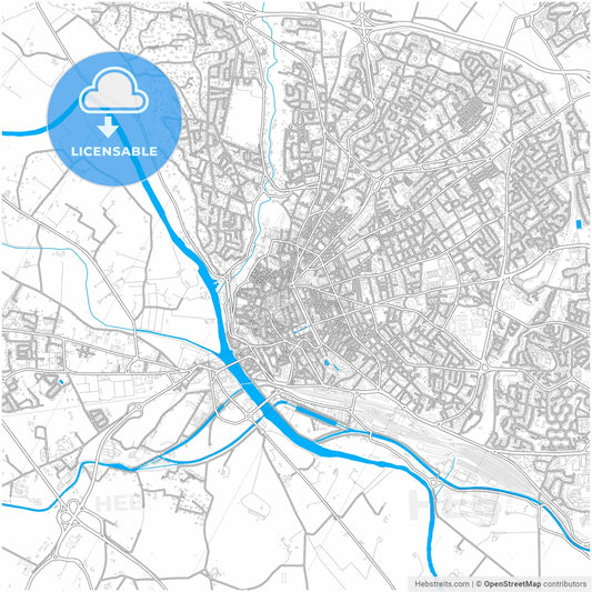 Béziers, Hérault, France, city map with high resolution roads.