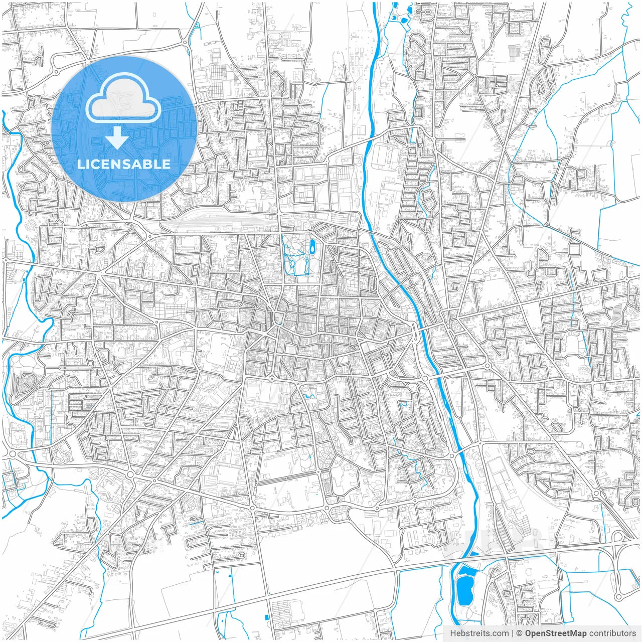 Tarbes, Hautes-Pyrénées, France, city map with high resolution roads.