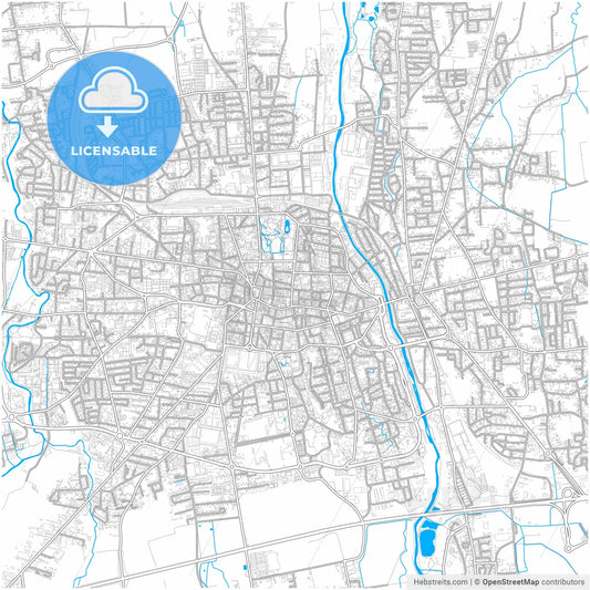 Tarbes, Hautes-Pyrénées, France, city map with high resolution roads.