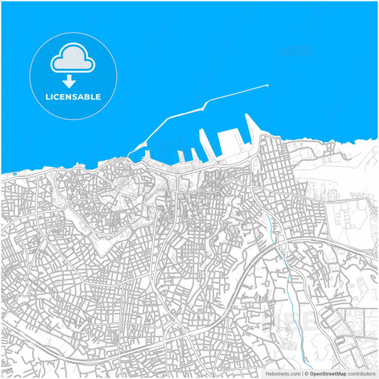 Heraklion, Crete, Greece, city map with high resolution roads.