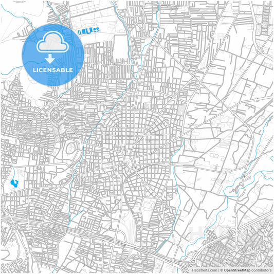 Acharnes, Attica, Greece, city map with high resolution roads.