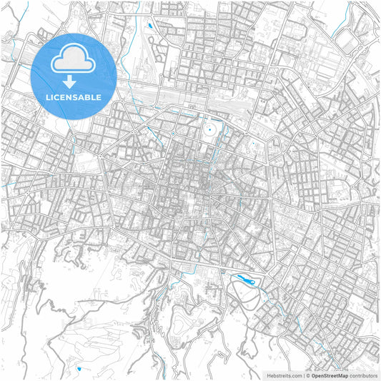 Bologna, Emilia-Romagna, Italy, city map with high resolution roads.