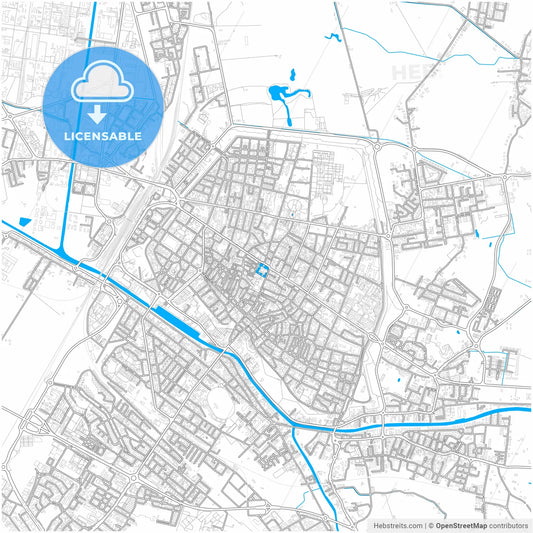Ferrara, Emilia-Romagna, Italy, city map with high resolution roads.