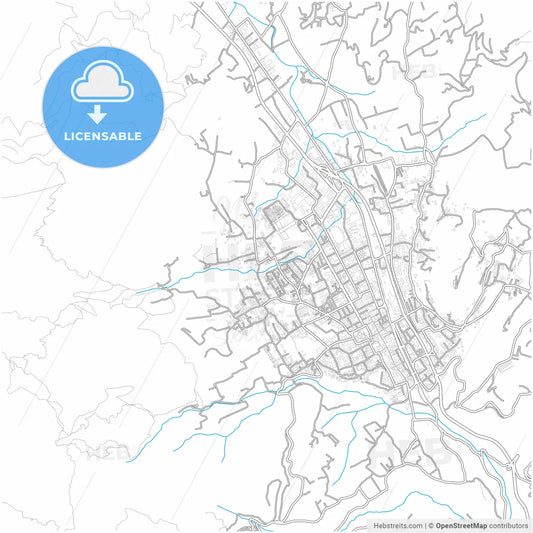 Cava de Tirreni, Campania, Italy, city map with high resolution roads.