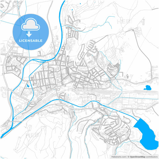 Zvolen, Banská Bystrica Region, Slovakia, city map with high resolution roads.