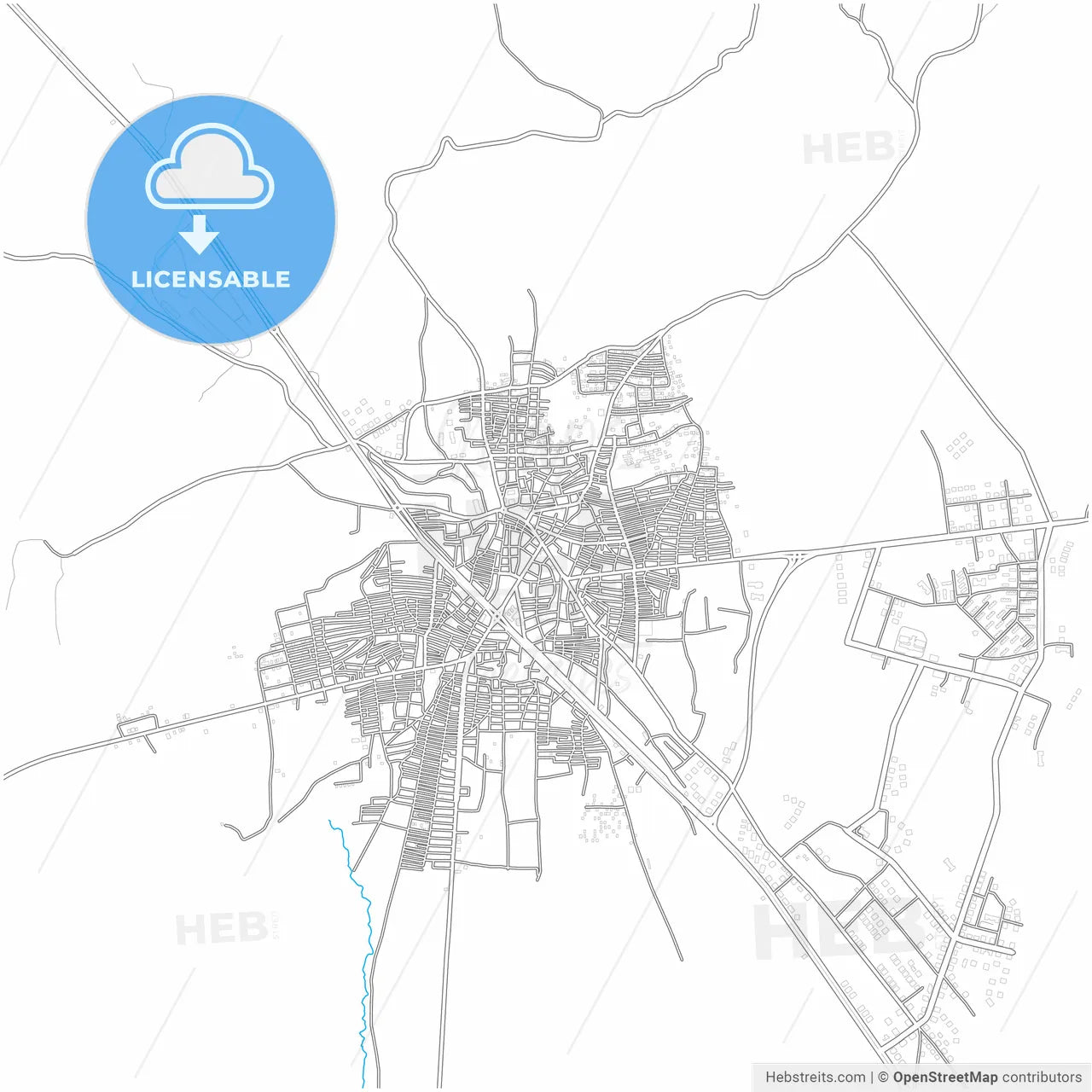 Ergani, Diyarbakır, Turkey, city map with high resolution roads.