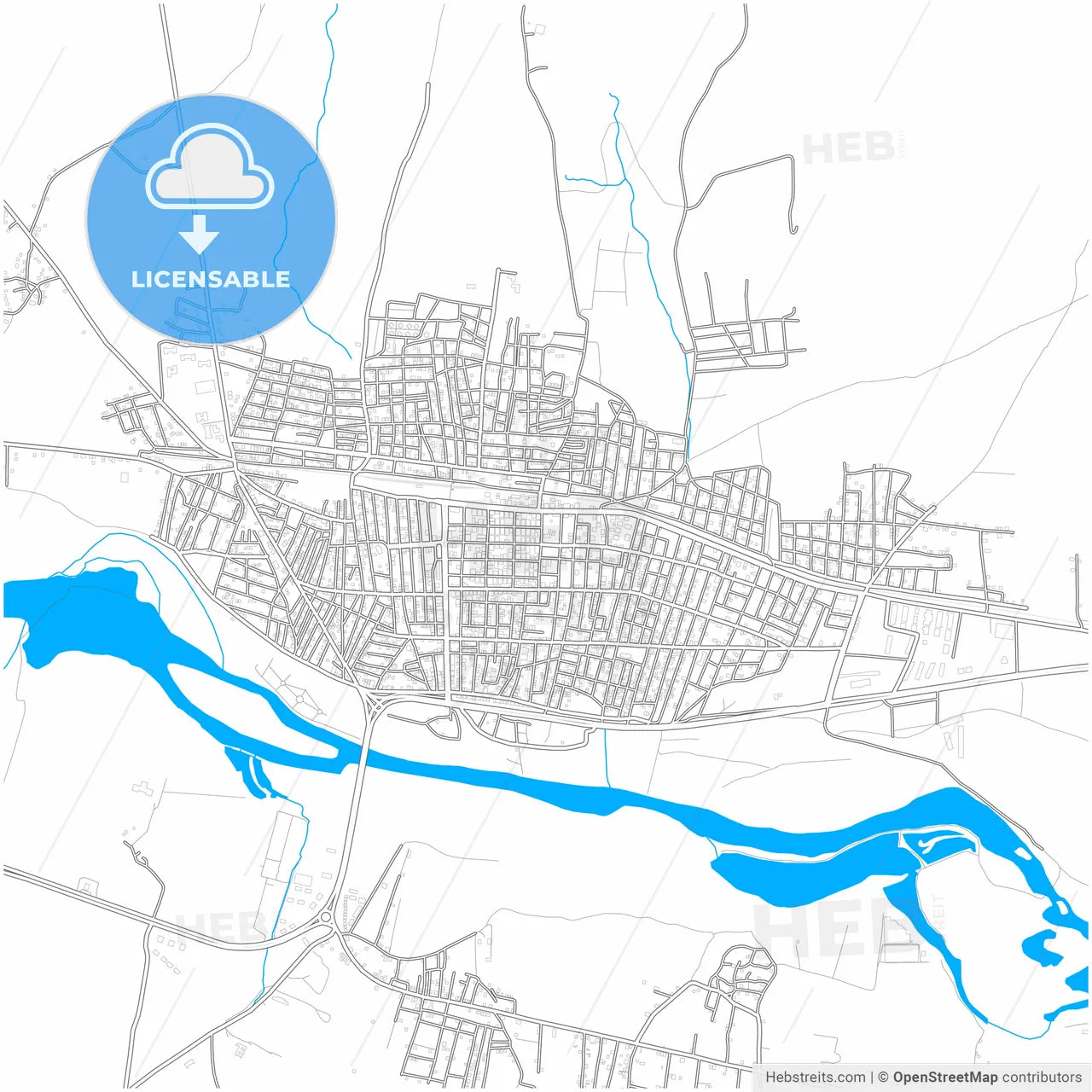 Bismil, Diyarbakır, Turkey, city map with high resolution roads.