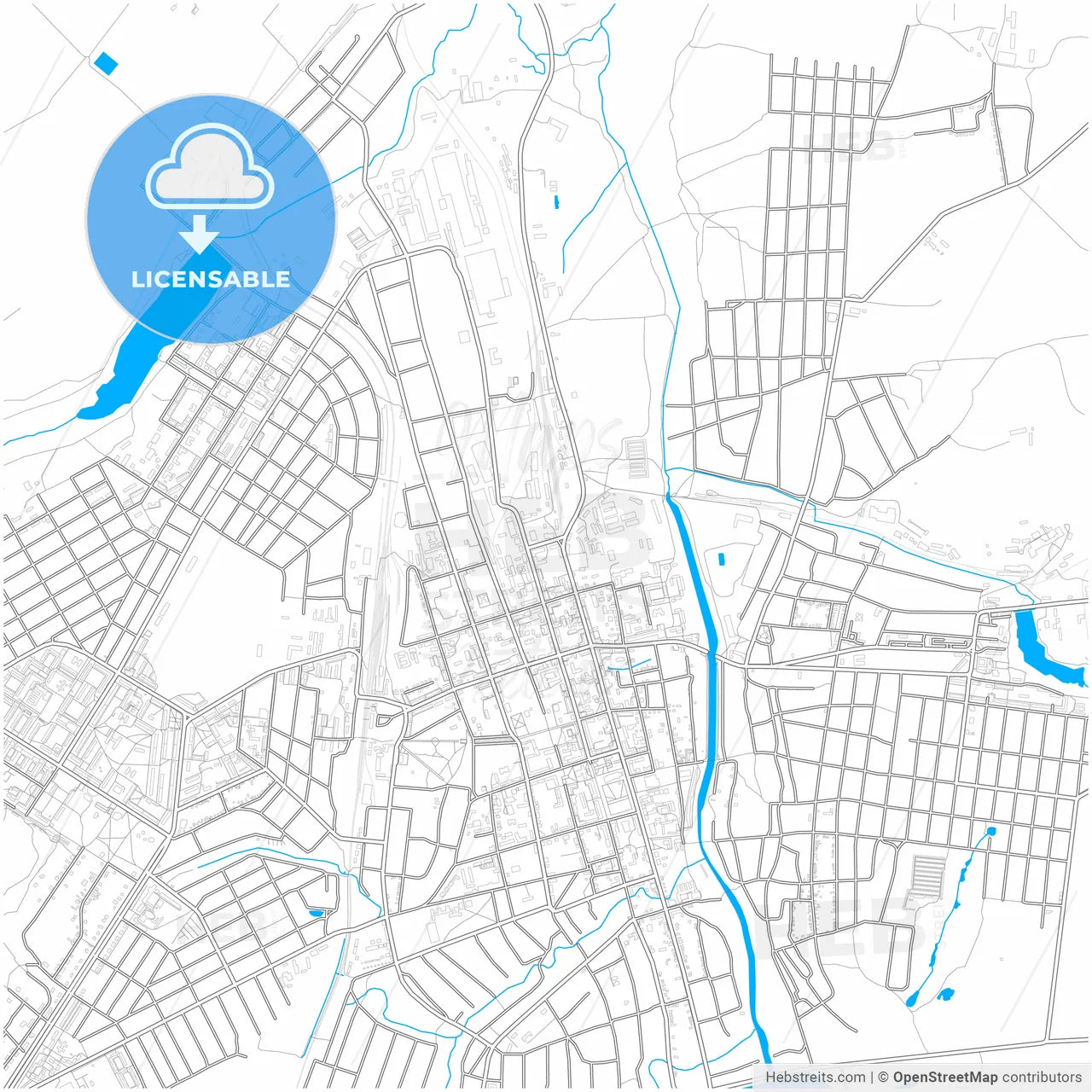 Bakhmut, Donetsk Oblast, Ukraine, city map with high resolution roads.
