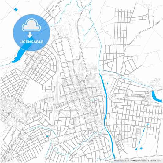 Bakhmut, Donetsk Oblast, Ukraine, city map with high resolution roads.