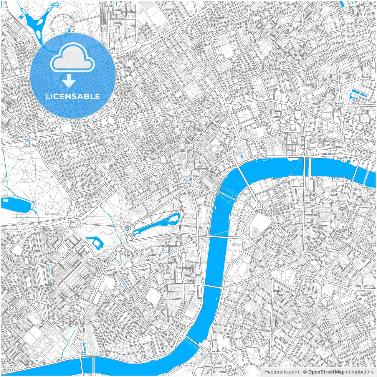 London, Greater London, England, city map with high resolution roads.