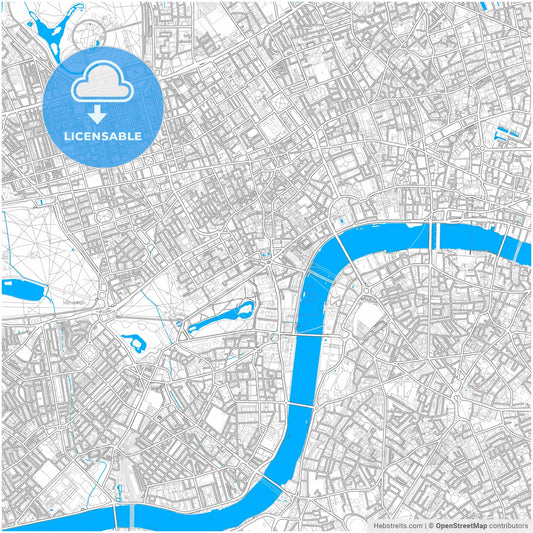 London, Greater London, England, city map with high resolution roads.