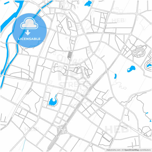 Dongguan, Guangdong, China, city map with high resolution roads.