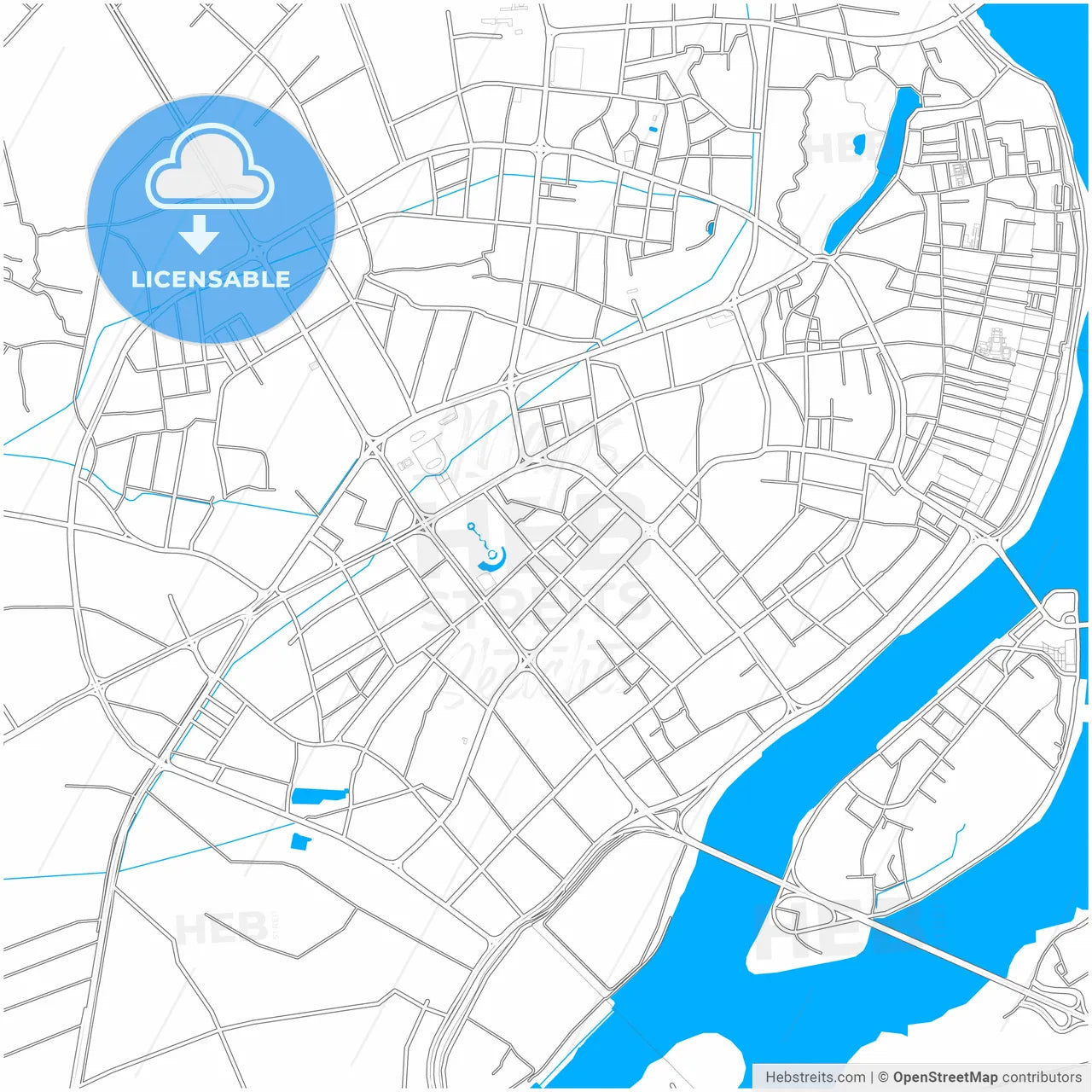 Chaozhou, Guangdong, China, city map with high resolution roads.