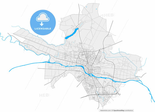 Furstenwalde/Spree, Brandenburg, Germany, high resolution vector map - Instant download PDF and JPG