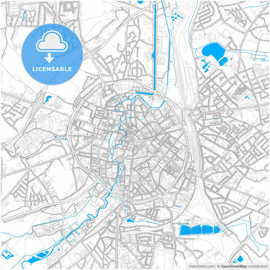 Leuven, Flemish Brabant, Belgium, city map with high resolution roads.