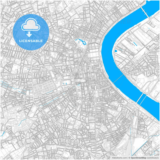 Bordeaux, Gironde, France, city map with high resolution roads.