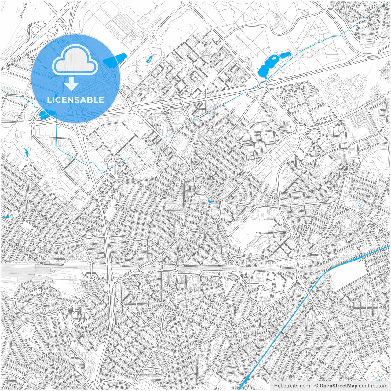 Aulnay-sous-Bois, France, city map with high resolution roads.