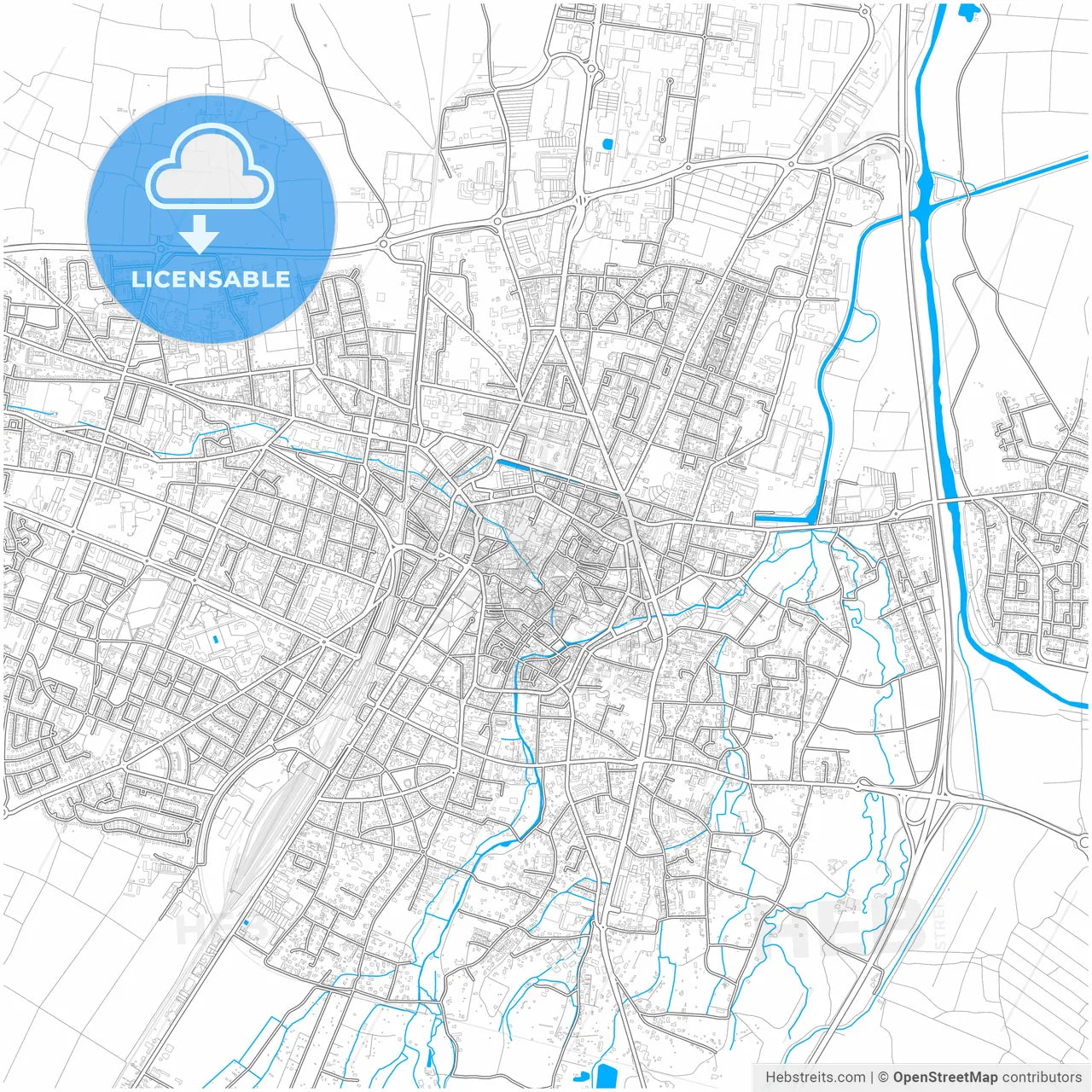 Colmar, Haut-Rhin, France, city map with high resolution roads.