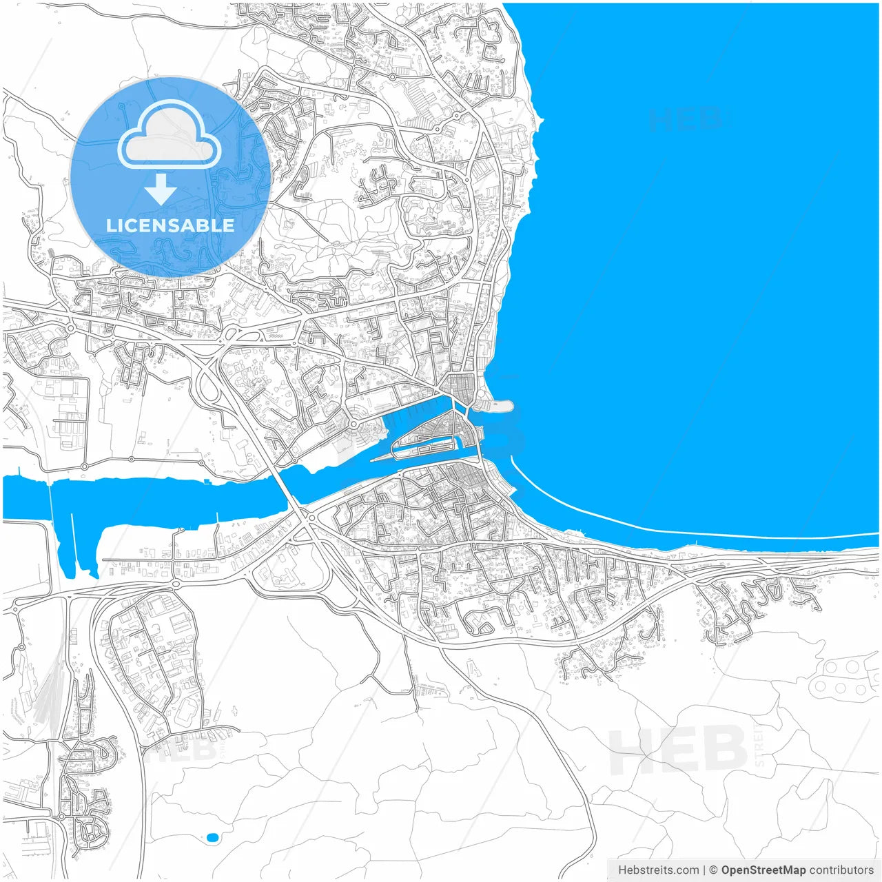 Martigues, Bouches-du-Rhône, France, city map with high resolution roads.