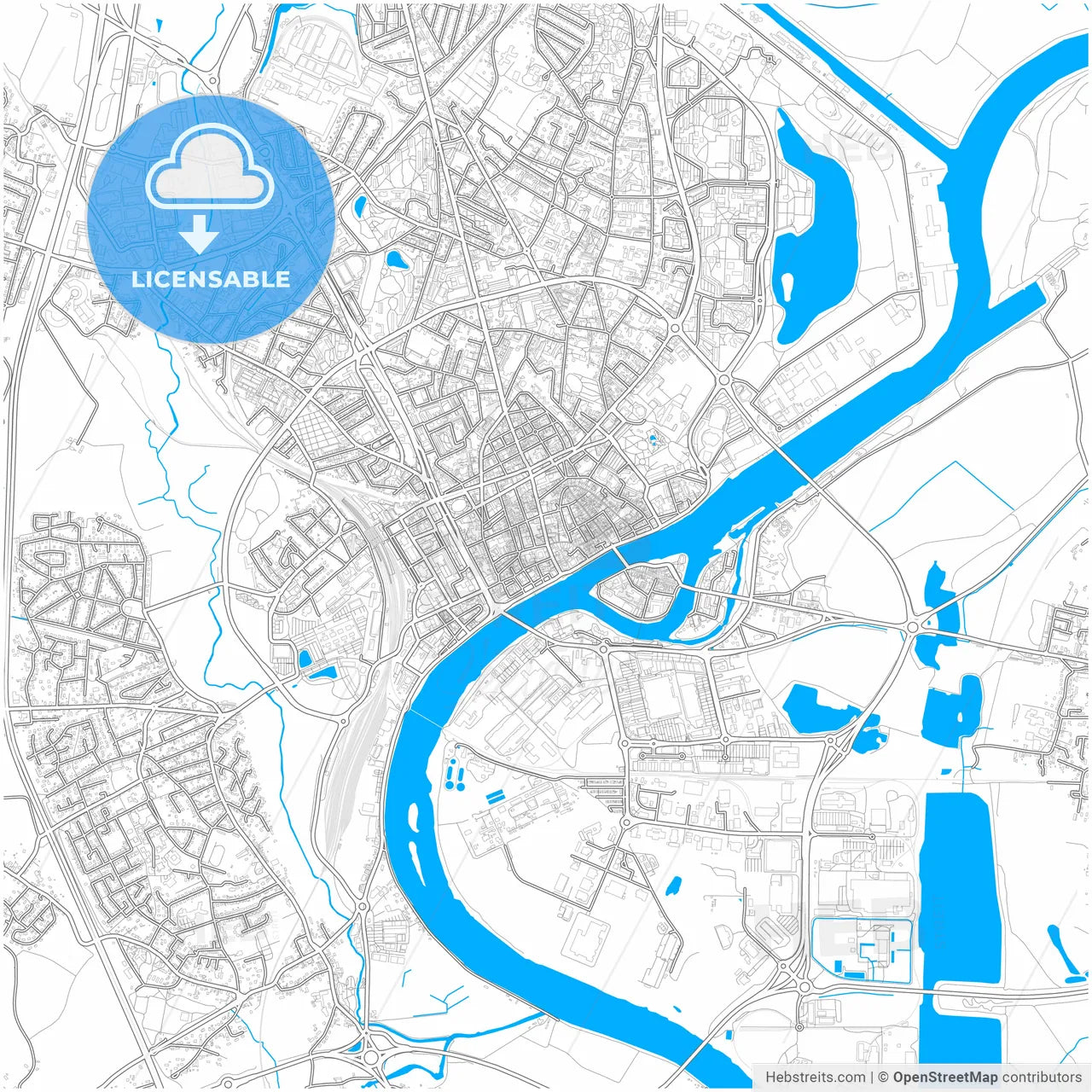 Chalon-sur-Saône, Saône-et-Loire, France, city map with high resolution roads.