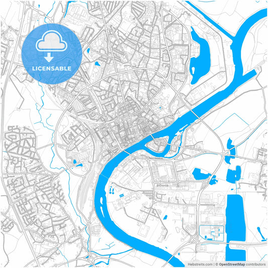 Chalon-sur-Saône, Saône-et-Loire, France, city map with high resolution roads.