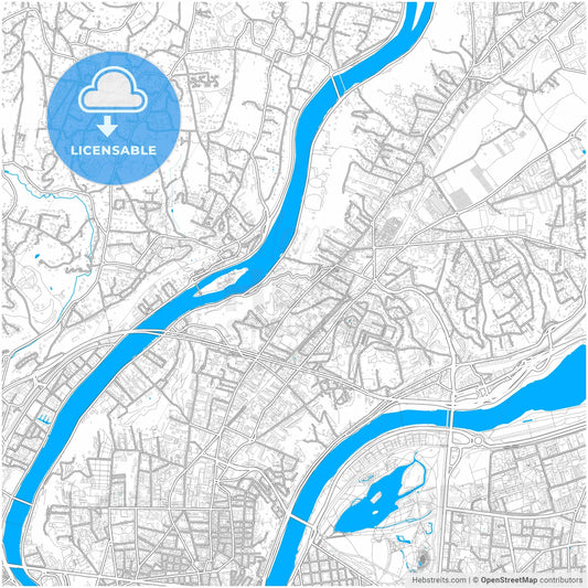 Caluire-et-Cuire, Rhône, France, city map with high resolution roads.