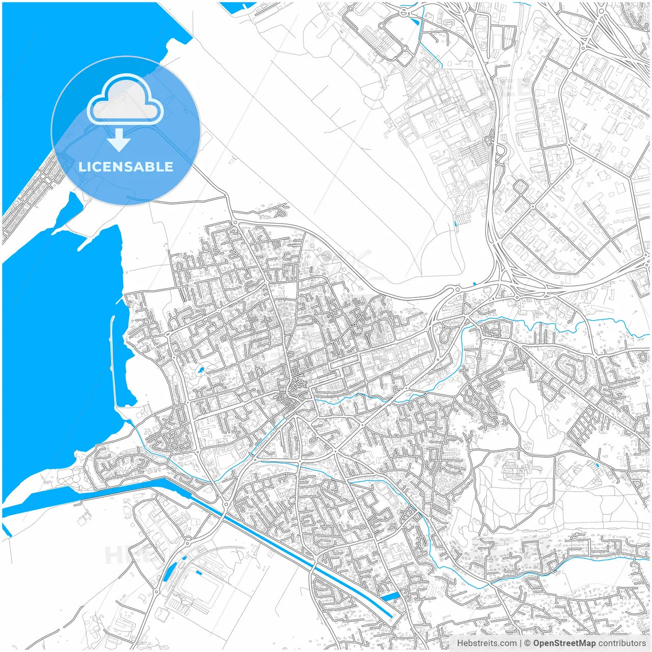 Marignane, Bouches-du-Rhône, France, city map with high resolution roads.