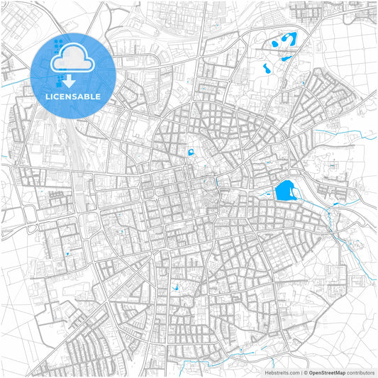 Darmstadt, Hesse, Germany, city map with high resolution roads.