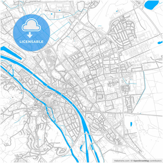 Bamberg, Bavaria, Germany, city map with high resolution roads.